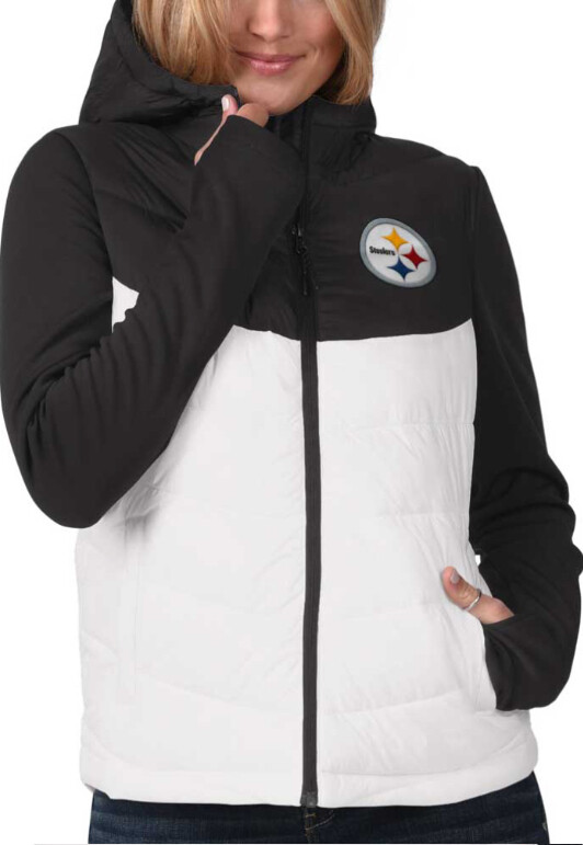 Pittsburgh Steelers Women's White Victory Heavy Weight Jacket Pittsburgh Steelers Women's White Victory Heavy Weight Jacket