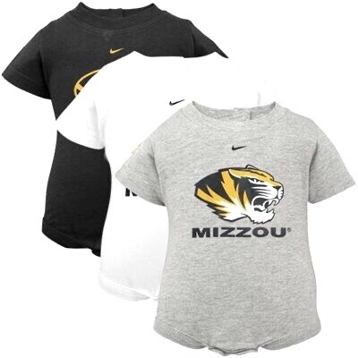 Missouri Tigers Baby 3 Piece Short Sleeve Onesie Set