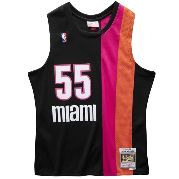 Miami Heat Jason Williams 2005-06 Men's Black, Pink & Orange Mitchell & Ness Swingman Jersey