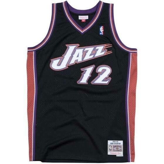 Utah Jazz John Stockton 1998-99 Men's Black Mitchell & Ness Swingman Jersey