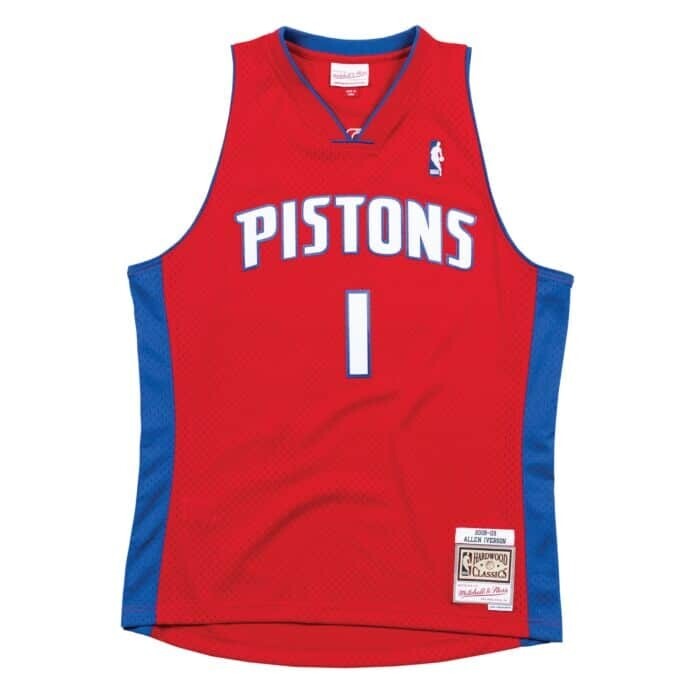 Detroit Pistons Allen Iverson 2008-09 Men's Red Mitchell & Ness Swingman Jersey