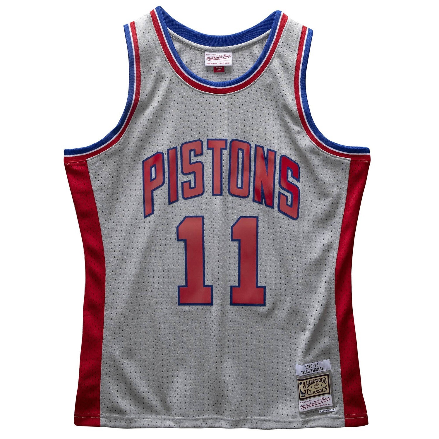 Detroit Pistons Isiah Thomas 1982-83 Men's Gray Mitchell & Ness Swingman Jersey