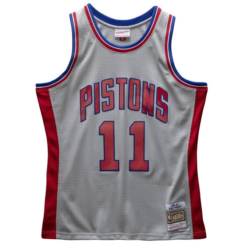 Detroit Pistons Isiah Thomas 1982-83 Men's Gray Mitchell & Ness Swingman Jersey