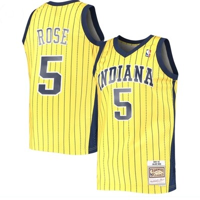 Indiana Pacers Jalen Rose 1999-00 Men's Yellow Pinstripe Mitchell & Ness Swingman Jersey