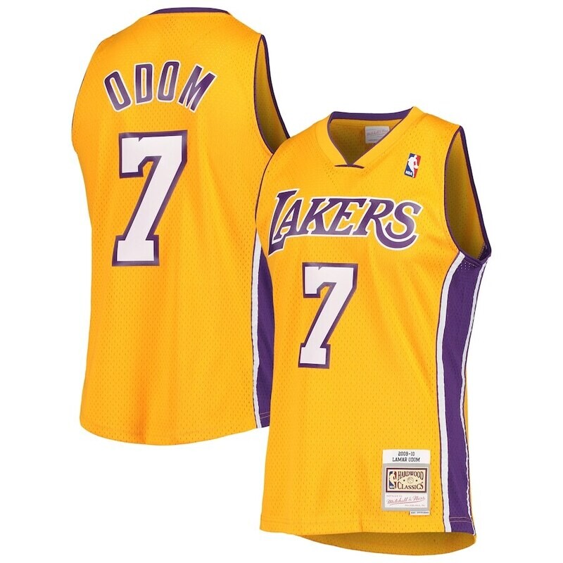 Los Angeles Lakers Lamar Odom 2009-10 Men's Yellow Mitchell & Ness Swingman Jersey