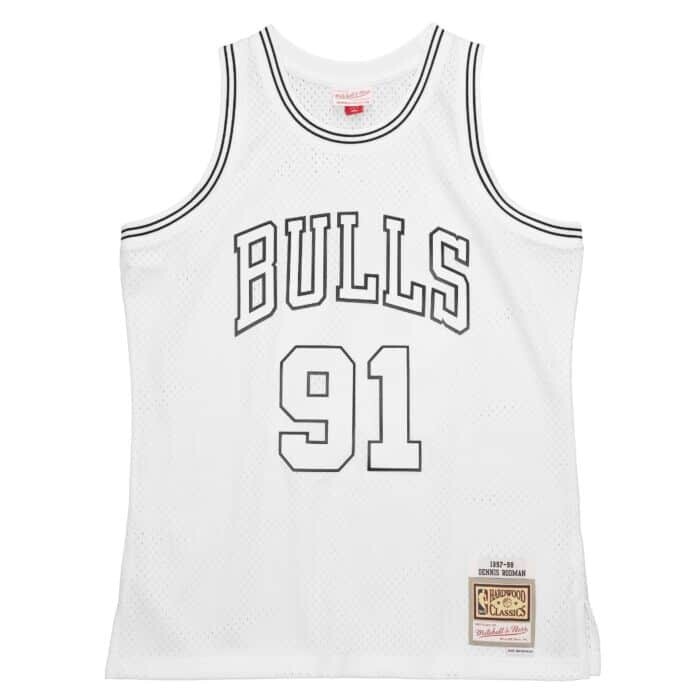 Chicago Bulls Dennis Rodman 1997-98 Men's White Mitchell & Ness Swingman Jersey Chicago Bulls Dennis Rodman 1997-98 Men's White Mitchell & Ness Swingman Jersey