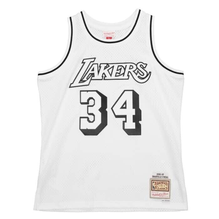 Los Angeles Lakers Shaquille O'Neal 1996-97 Men's White Midas Mitchell & Ness Swingman Jersey