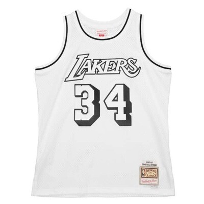 Los Angeles Lakers Shaquille O'Neal 1996-97 Men's White Midas Mitchell & Ness Swingman Jersey Los Angeles Lakers Shaquille O'Neal 1996-97 Men's White Midas Mitchell & Ness Swingman Jersey