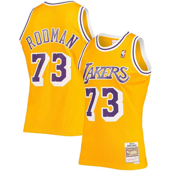 Los Angeles Lakers Dennis Rodman 1998-99 Men's Yellow Mitchell & Ness Swingman Jersey