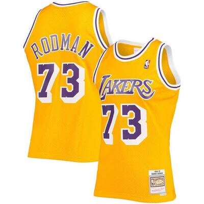 Los Angeles Lakers Dennis Rodman 1998-99 Men's Yellow Mitchell & Ness Swingman Jersey