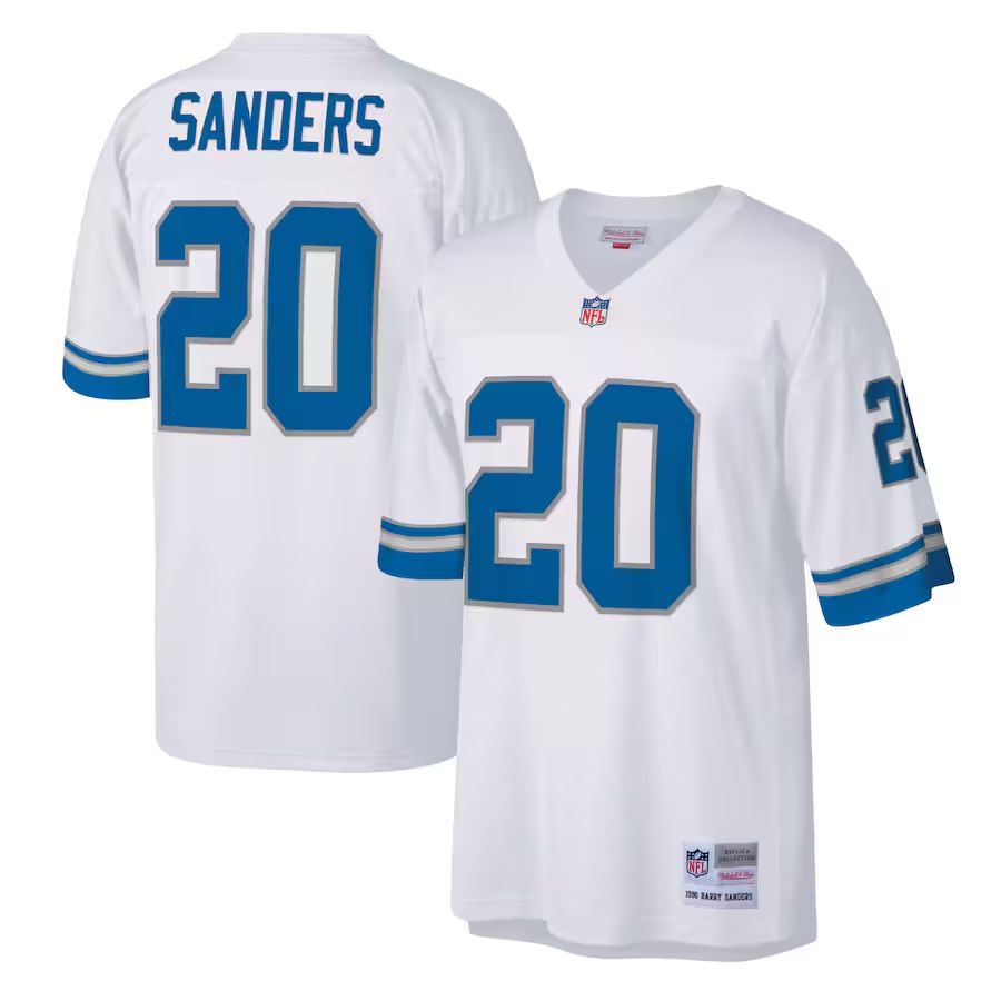 Detroit Lions Barry Sanders 1996 White Mitchell & Ness Men's Legacy Jersey Detroit Lions Barry Sanders 1996 White Mitchell & Ness Men's Legacy Jersey