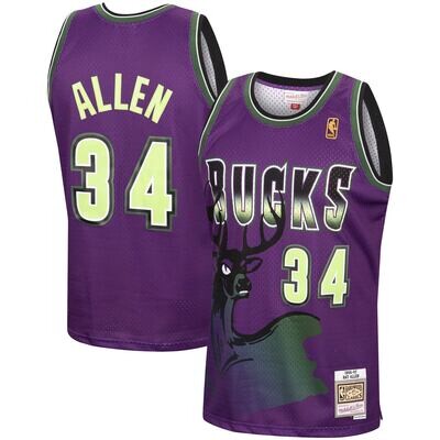 Milwaukee Bucks Ray Allen 96-97 Purple Men's Mitchell & Ness Reload Swingman Jersey Milwaukee Bucks Ray Allen 96-97 Purple Men's Mitchell & Ness Reload Swingman Jersey