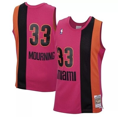 Miami Heat Alonzo Mourning 2005-06 Men's Pink Mitchell & Ness Reload Swingman Jersey