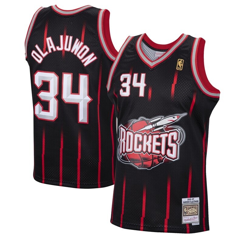 Houston Rockets Hakeem Olajuwon 96-97 Men's Black Mitchell & Ness Reload Swingman Jersey