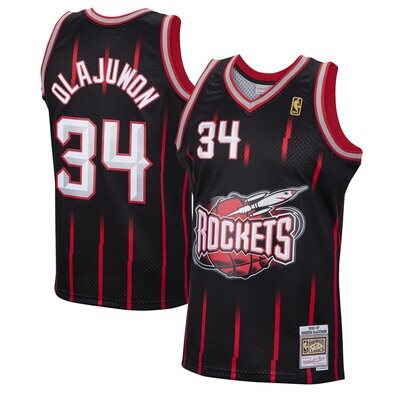 Houston Rockets Hakeem Olajuwon 96-97 Men's Black Mitchell & Ness Reload Swingman Jersey Houston Rockets Hakeem Olajuwon 96-97 Men's Black Mitchell & Ness Reload Swingman Jersey