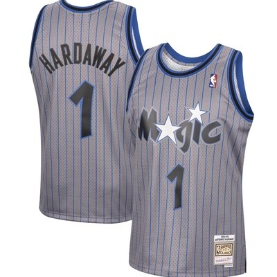 Orlando Magic Anfernee Hardaway 1994-95 Men's Gray Pinstripe Mitchell & Ness Reload Swingman Jersey Orlando Magic Anfernee Hardaway 1994-95 Men's Gray Pinstripe Mitchell & Ness Reload Swingman Jersey