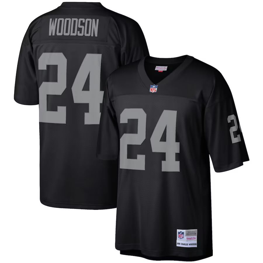Las Vegas Raiders Charles Woodson 1998 Black Mitchell & Ness Men's Legacy Jersey Las Vegas Raiders Charles Woodson 1998 Black Mitchell & Ness Men's Legacy Jersey