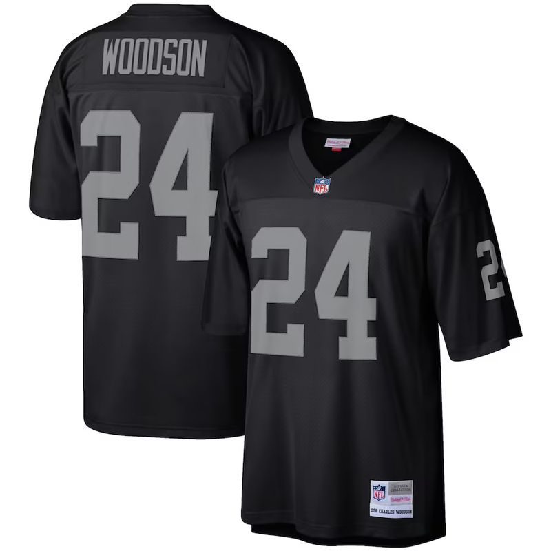 Las Vegas Raiders Charles Woodson 1998 Black Mitchell & Ness Men's Legacy Jersey Las Vegas Raiders Charles Woodson 1998 Black Mitchell & Ness Men's Legacy Jersey