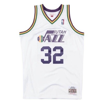 Utah Jazz Karl Malone 1991-92 Men's White Mitchell & Ness Swingman Jersey