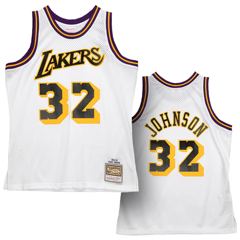 Los Angeles Lakers Magic Johnson 1984-85 Men's White Mitchell & Ness Reload Swingman Jersey