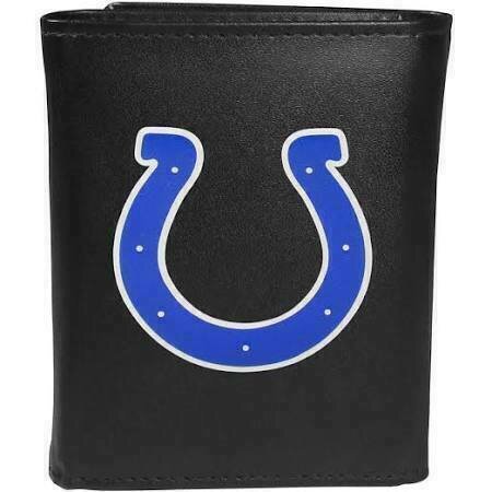 Indianapolis Colts Fine Grain Leather Tri-Fold Black Wallet Indianapolis Colts Fine Grain Leather Tri-Fold Black Wallet
