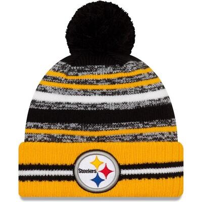 Pittsburgh Steelers Men’s Cheer Sideline New Era Cuffed Pom Knit Hat Pittsburgh Steelers Men’s Cheer Sideline New Era Cuffed Pom Knit Hat