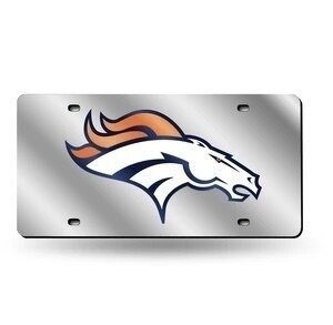 Denver Broncos Laser Tag Silver License Plate