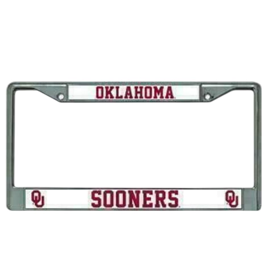 Oklahoma Sooners Chrome Metal License Plate Frame Oklahoma Sooners Chrome Metal License Plate Frame
