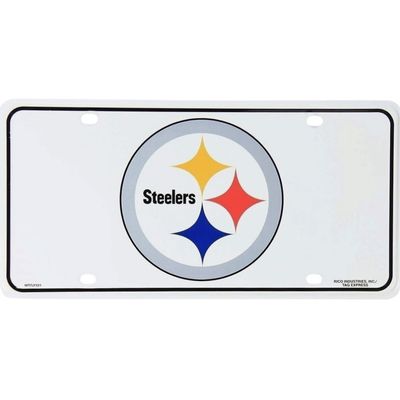 Pittsburgh Steelers Logo White Lightweight Metal License Plate Pittsburgh Steelers Logo White Lightweight Metal License Plate