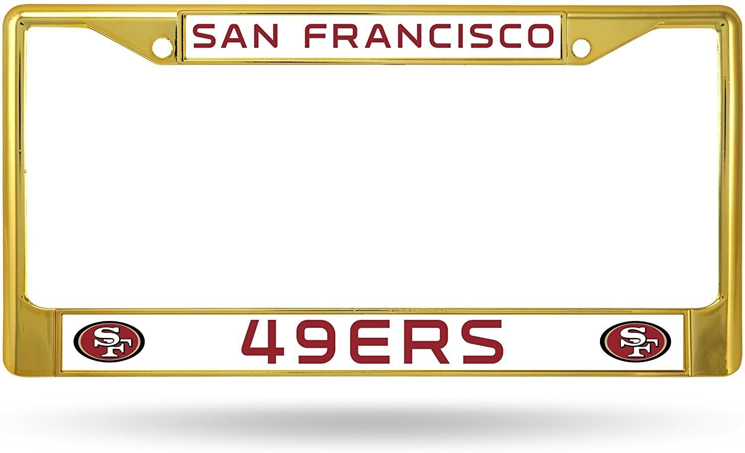 San Francisco 49ers Gold Chrome Metal License Plate Frame