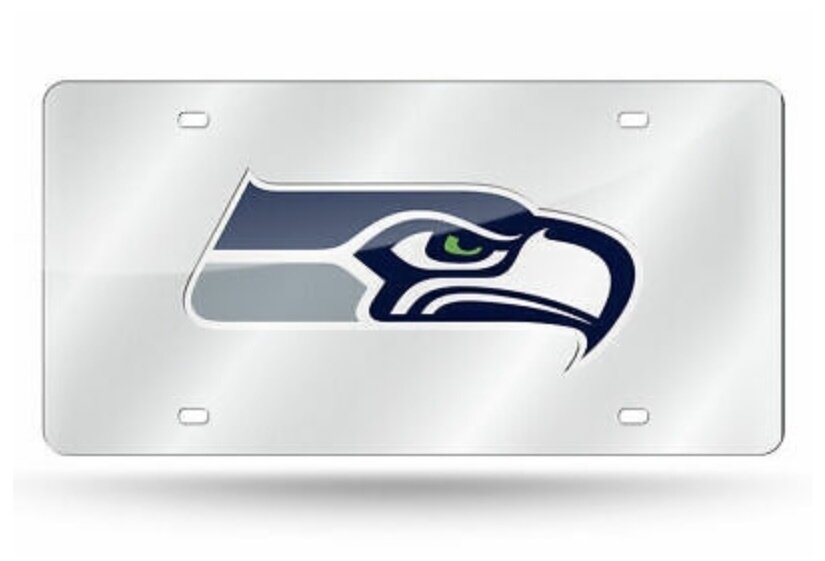 Seattle Seahawks Laser Tag Silver License Plate
