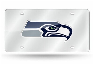 Seattle Seahawks Laser Tag Silver License Plate