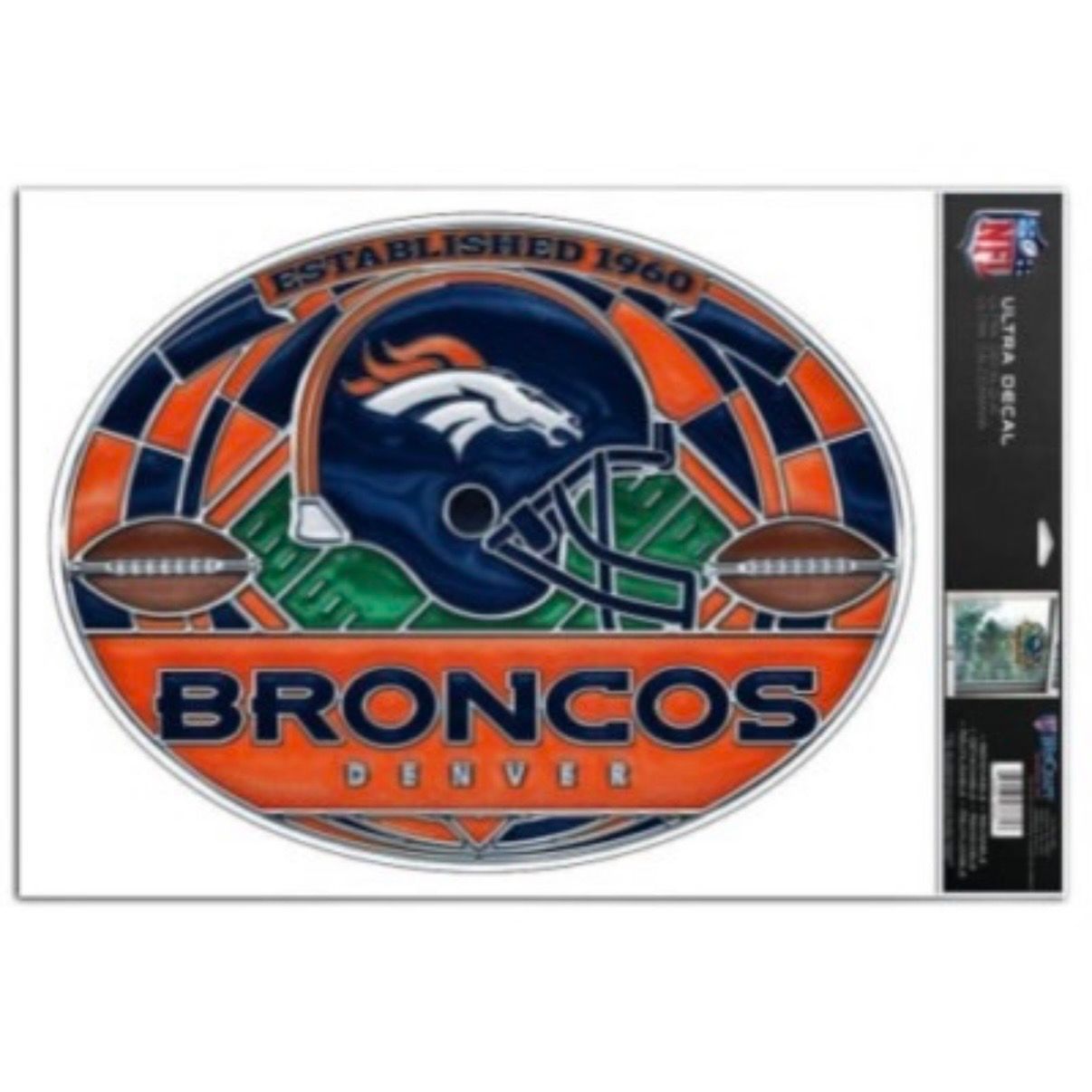 Denver Broncos 11" x 17" Stained Glass Ultra Decal