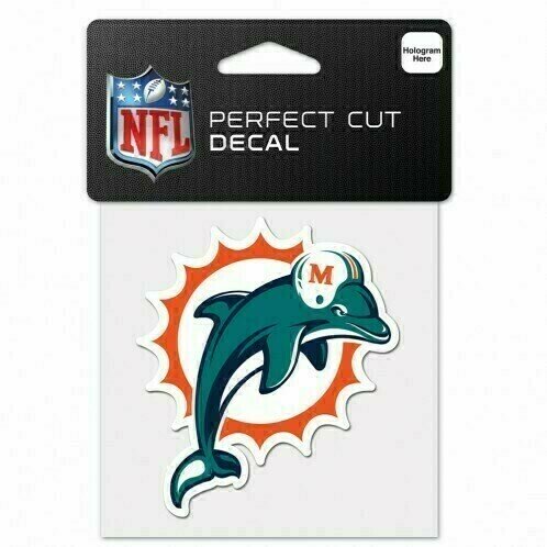 Miami Dolphins Retro 4 Miami Dolphins Retro 4" x 4" Perfect Cut Color Decal