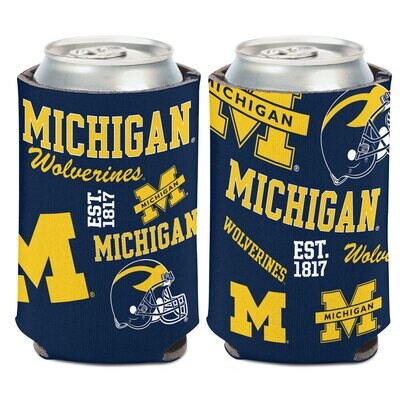 Michigan Wolverines Scatter 12 Ounce Can Cooler Koozie Michigan Wolverines Scatter 12 Ounce Can Cooler Koozie