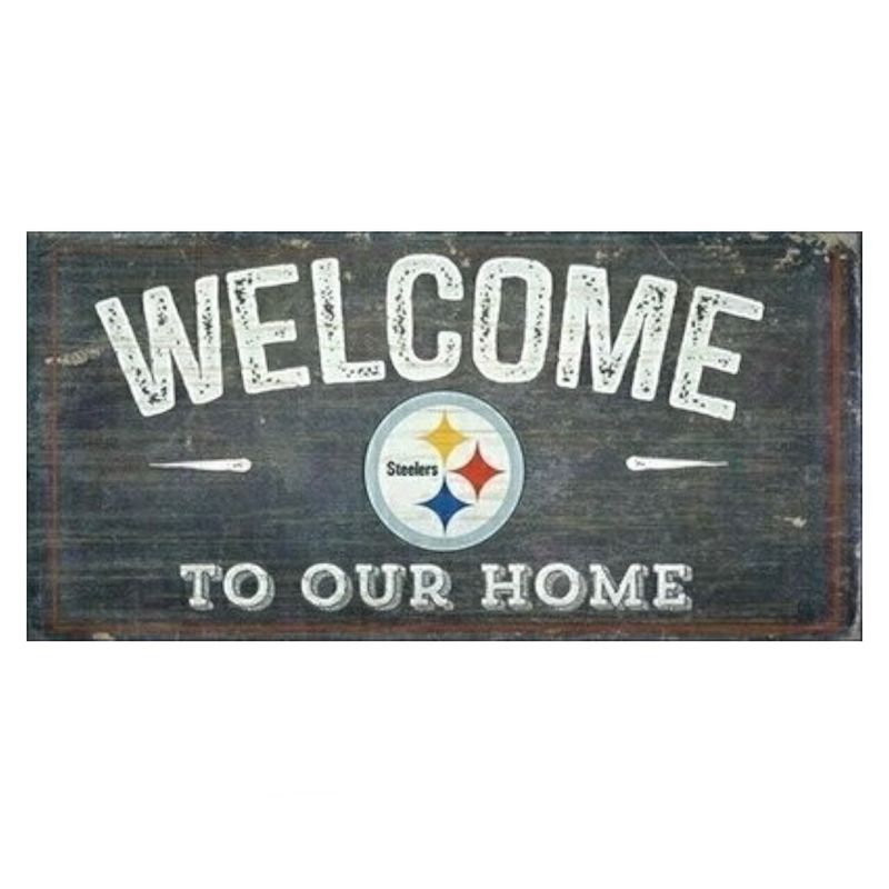 Pittsburgh Steelers 6" x 12" Wooden Welcome Sign