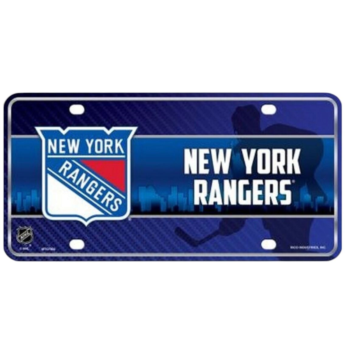 New York Rangers Skyline Lightweight Metal License Plate