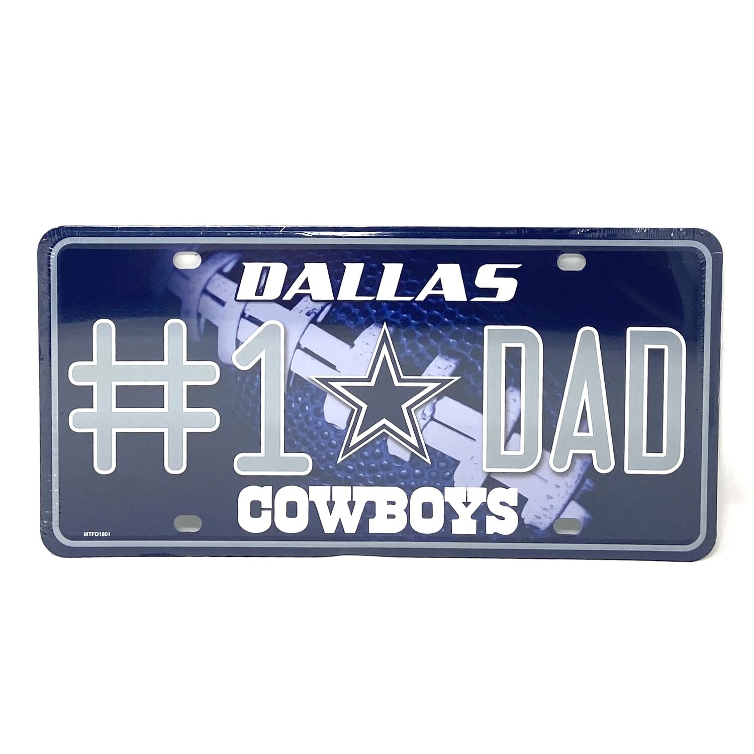 Dallas Cowboys #1 Dad Lightweight Metal License Plate