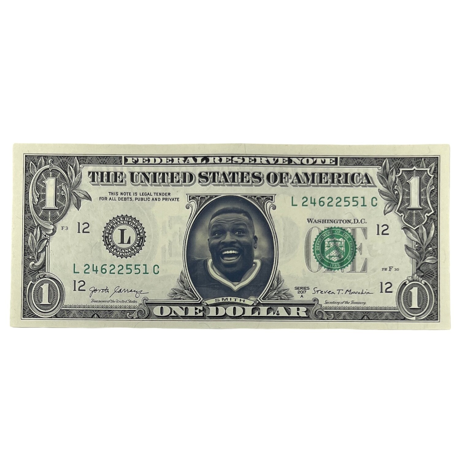 Bruce Smith Famous Face Dollar Bill Bruce Smith Famous Face Dollar Bill