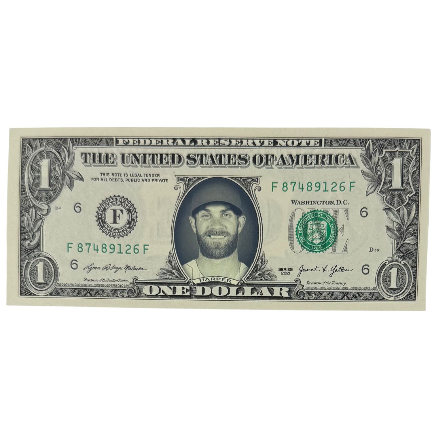 Bryce Harper Famous Face Dollar Bill