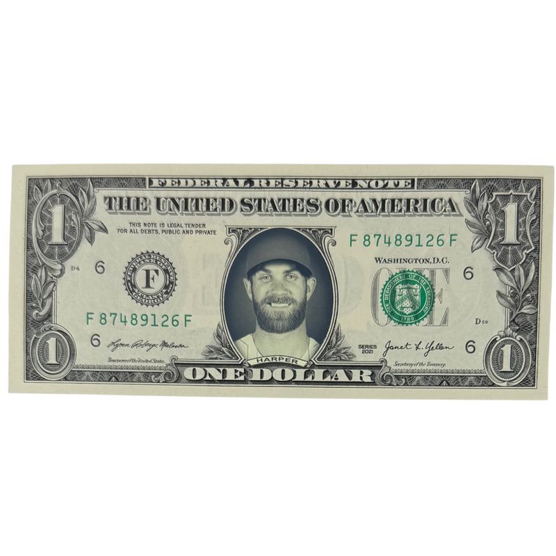 Bryce Harper Famous Face Dollar Bill Bryce Harper Famous Face Dollar Bill