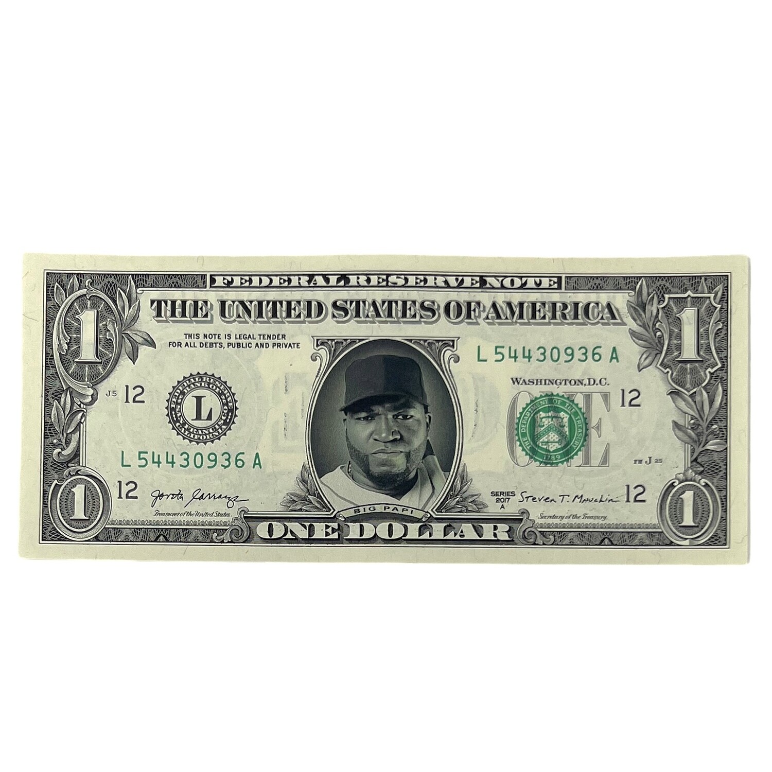 David Ortiz Famous Face Dollar Bill David Ortiz Famous Face Dollar Bill