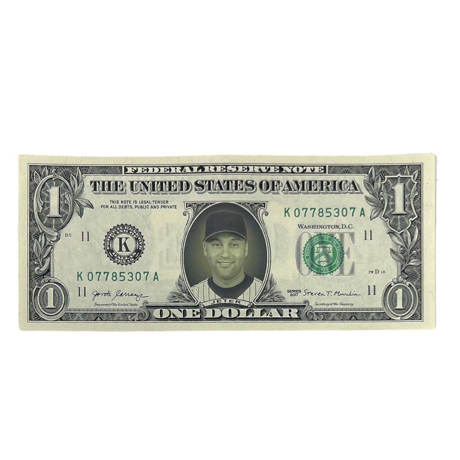 Derek Jeter Famous Face Dollar Bill Derek Jeter Famous Face Dollar Bill