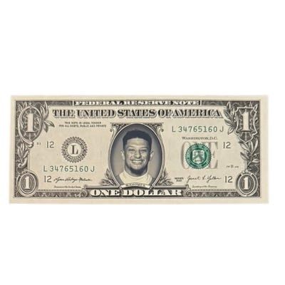 Patrick Mahomes Famous Face Dollar Bill