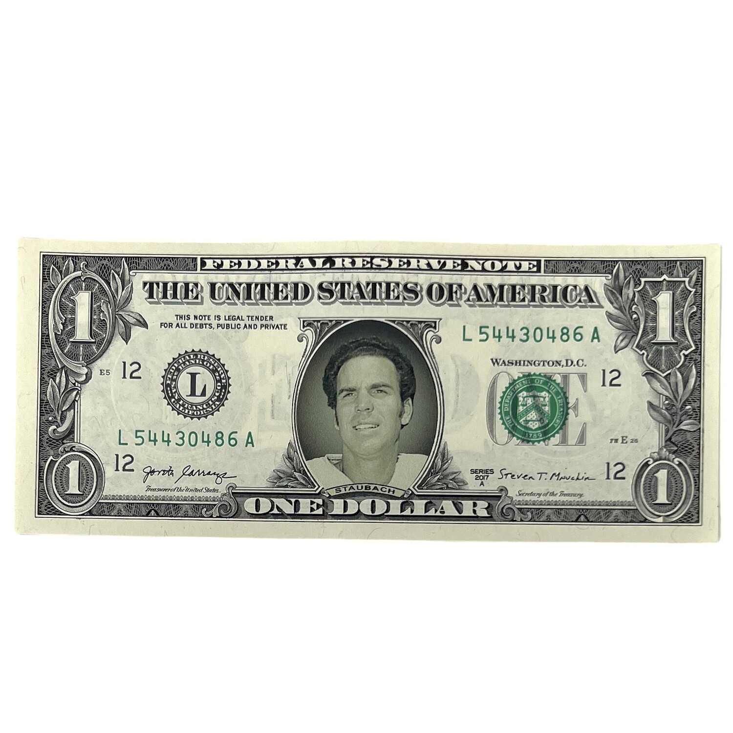 Roger Staubach Famous Face Dollar Bill Roger Staubach Famous Face Dollar Bill
