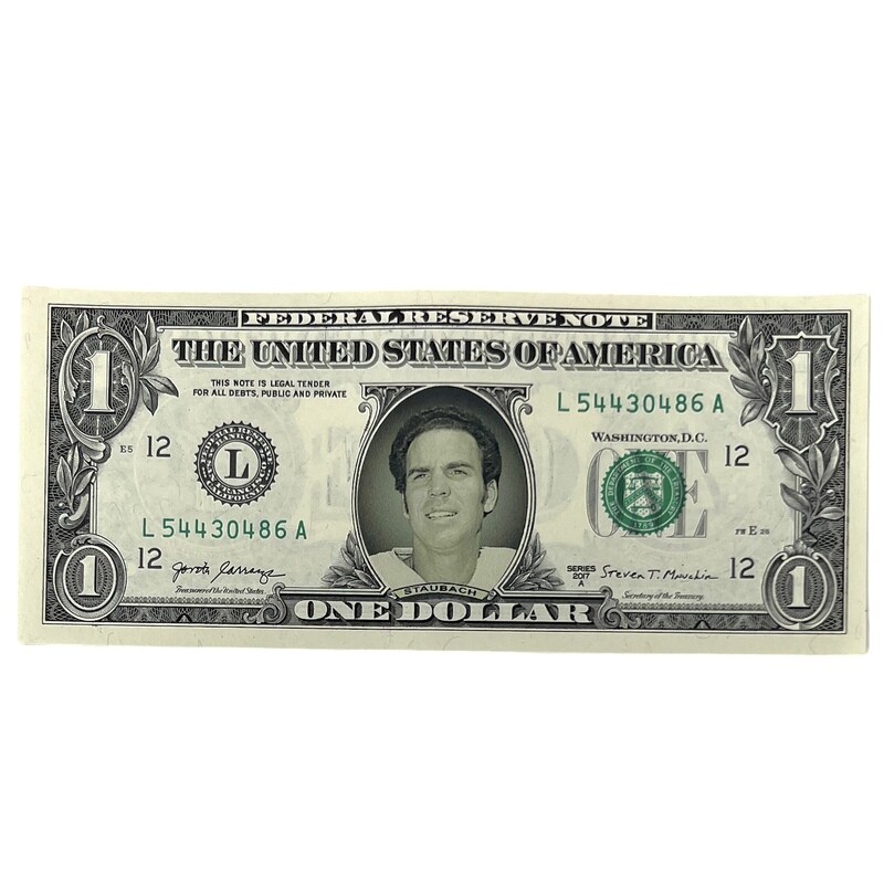 Roger Staubach Famous Face Dollar Bill Roger Staubach Famous Face Dollar Bill