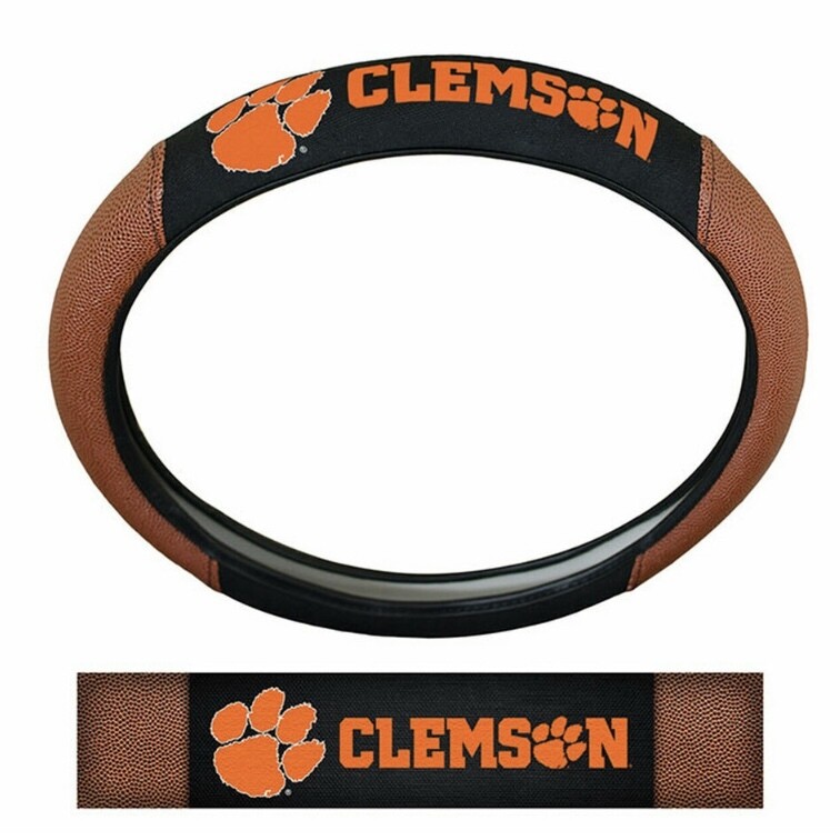 Clemson Tigers Premium Embroidered Pigskin Style Car Steering Wheel Cover