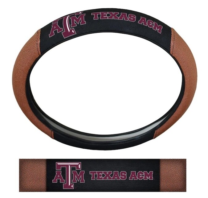 Texas A&M Aggies Premium Embroidered Pigskin Style Car Steering Wheel Cover
