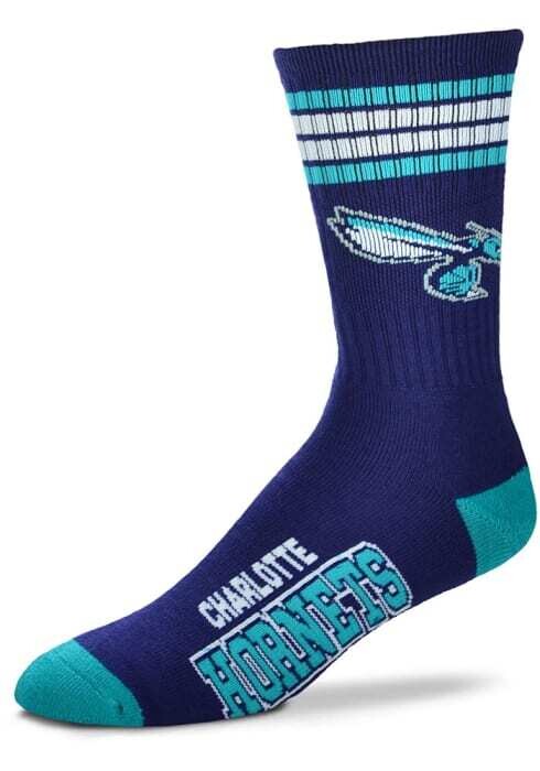 Charlotte Hornets Adult 4 Stripe Duece Crew Socks Charlotte Hornets Adult 4 Stripe Duece Crew Socks