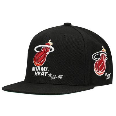Miami Heat Men’s Mitchell & Ness Black Hardwood Classics Timeline Fitted Hat